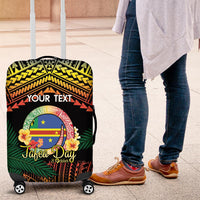 Personalised Tafea Day Luggage Cover Vanuatu Provinces Polynesian Pattern LT14 Black - Polynesian Pride