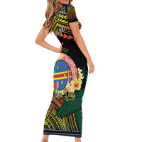 Personalised Tafea Day Short Sleeve Bodycon Dress Vanuatu Provinces Polynesian Pattern