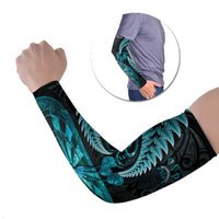 Personalised New Zealand Darts Arm Sleeves Happiness Is A Tight Threesome Maori Paua Shell LT14 Set of 2 Turquoise - Polynesian Pride