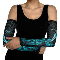 Personalised New Zealand Darts Arm Sleeves Happiness Is A Tight Threesome Maori Paua Shell LT14 - Polynesian Pride