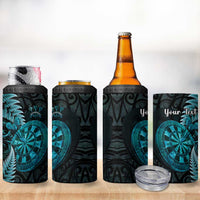 Personalised New Zealand Darts 4 in 1 Can Cooler Tumbler Happiness Is A Tight Threesome Maori Paua Shell