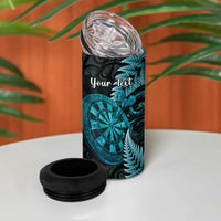 Personalised New Zealand Darts 4 in 1 Can Cooler Tumbler Happiness Is A Tight Threesome Maori Paua Shell