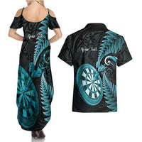 Personalised New Zealand Darts Couples Matching Summer Maxi Dress and Hawaiian Shirt Happiness Is A Tight Threesome Maori Paua Shell