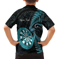 Personalised New Zealand Darts Family Matching Off Shoulder Short Dress and Hawaiian Shirt Happiness Is A Tight Threesome Maori Paua Shell