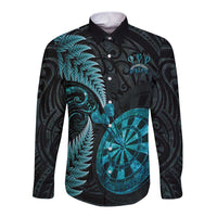 Personalised New Zealand Darts Long Sleeve Button Shirt Happiness Is A Tight Threesome Maori Paua Shell