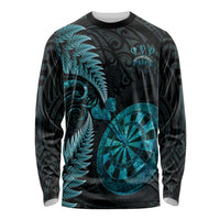 Personalised New Zealand Darts Long Sleeve Shirt Happiness Is A Tight Threesome Maori Paua Shell