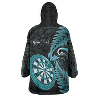 Personalised New Zealand Darts Wearable Blanket Hoodie Happiness Is A Tight Threesome Maori Paua Shell