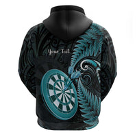 Personalised New Zealand Darts Zip Hoodie Happiness Is A Tight Threesome Maori Paua Shell