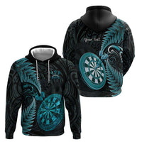Personalised New Zealand Darts Zip Hoodie Happiness Is A Tight Threesome Maori Paua Shell
