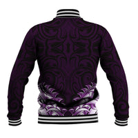 New Zealand Ta Moko Baseball Jacket Aotearoa Maori Chest Tattoo Purple LT14 - Polynesian Pride