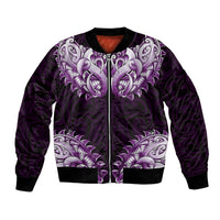 New Zealand Ta Moko Bomber Jacket Aotearoa Maori Chest Tattoo Purple LT14 Unisex Purple - Polynesian Pride