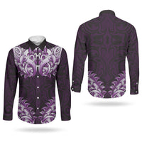 New Zealand Ta Moko Couples Matching Tank Maxi Dress and Long Sleeve Button Shirt Aotearoa Maori Chest Tattoo Purple LT14 - Polynesian Pride