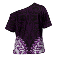 New Zealand Ta Moko Cross Shoulder Shirt Aotearoa Maori Chest Tattoo Purple LT14 - Polynesian Pride