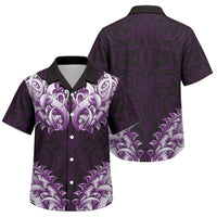 New Zealand Ta Moko Family Matching Off Shoulder Short Dress and Hawaiian Shirt Aotearoa Maori Chest Tattoo Purple LT14 Son's Shirt Purple - Polynesian Pride