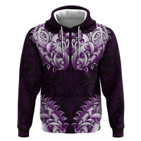 New Zealand Ta Moko Hoodie Aotearoa Maori Chest Tattoo Purple LT14 Pullover Hoodie Purple - Polynesian Pride