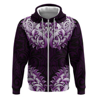 New Zealand Ta Moko Hoodie Aotearoa Maori Chest Tattoo Purple LT14 Zip Hoodie Purple - Polynesian Pride