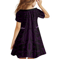 New Zealand Ta Moko Kid Short Sleeve Dress Aotearoa Maori Chest Tattoo Purple LT14 - Polynesian Pride