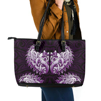 New Zealand Ta Moko Leather Tote Bag Aotearoa Maori Chest Tattoo Purple LT14 - Polynesian Pride