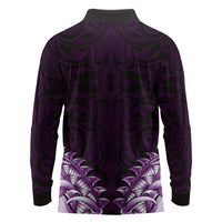 New Zealand Ta Moko Long Sleeve Polo Shirt Aotearoa Maori Chest Tattoo Purple LT14 - Polynesian Pride