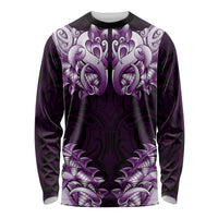 New Zealand Ta Moko Long Sleeve Shirt Aotearoa Maori Chest Tattoo Purple LT14 Unisex Purple - Polynesian Pride