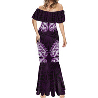 New Zealand Ta Moko Mermaid Dress Aotearoa Maori Chest Tattoo Purple LT14 - Polynesian Pride