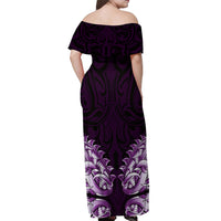 New Zealand Ta Moko Off Shoulder Maxi Dress Aotearoa Maori Chest Tattoo Purple LT14 - Polynesian Pride