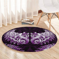 New Zealand Ta Moko Round Carpet Aotearoa Maori Chest Tattoo Purple LT14 - Polynesian Pride