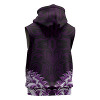 New Zealand Ta Moko Sleeveless Hoodie Aotearoa Maori Chest Tattoo Purple LT14 - Polynesian Pride
