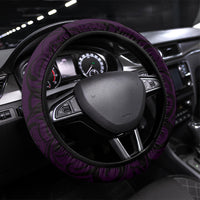 New Zealand Ta Moko Steering Wheel Cover Aotearoa Maori Chest Tattoo Purple LT14 Universal Fit Purple - Polynesian Pride