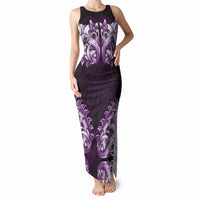 New Zealand Ta Moko Tank Maxi Dress Aotearoa Maori Chest Tattoo Purple LT14 Women Purple - Polynesian Pride