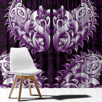 New Zealand Ta Moko Window Curtain Aotearoa Maori Chest Tattoo Purple LT14 - Polynesian Pride