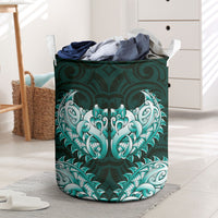 New Zealand Ta Moko Laundry Basket Aotearoa Maori Chest Tattoo Turquoise LT14 Turquoise - Polynesian Pride
