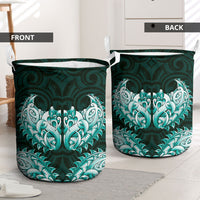 New Zealand Ta Moko Laundry Basket Aotearoa Maori Chest Tattoo Turquoise LT14 - Polynesian Pride