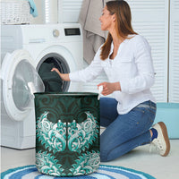 New Zealand Ta Moko Laundry Basket Aotearoa Maori Chest Tattoo Turquoise LT14 - Polynesian Pride