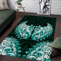 New Zealand Ta Moko Area Rug Aotearoa Maori Chest Tattoo Turquoise LT14 Turquoise - Polynesian Pride