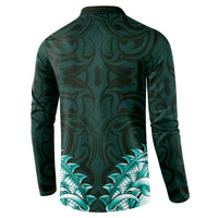 New Zealand Ta Moko Button Sweatshirt Aotearoa Maori Chest Tattoo Turquoise LT14 - Polynesian Pride