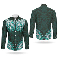 New Zealand Ta Moko Couples Matching Short Sleeve Bodycon Dress and Long Sleeve Button Shirt Aotearoa Maori Chest Tattoo Turquoise LT14 - Polynesian Pride