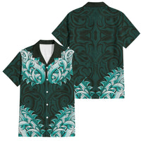 New Zealand Ta Moko Family Matching Off Shoulder Maxi Dress and Hawaiian Shirt Aotearoa Maori Chest Tattoo Turquoise LT14 Dad's Shirt - Short Sleeve Turquoise - Polynesian Pride