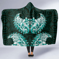 New Zealand Ta Moko Hooded Blanket Aotearoa Maori Chest Tattoo Turquoise LT14 One Size Turquoise - Polynesian Pride