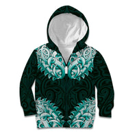 New Zealand Ta Moko Kid Hoodie Aotearoa Maori Chest Tattoo Turquoise LT14 Zip Hoodie Turquoise - Polynesian Pride