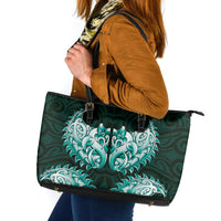 New Zealand Ta Moko Leather Tote Bag Aotearoa Maori Chest Tattoo Turquoise LT14 Turquoise - Polynesian Pride