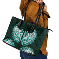 New Zealand Ta Moko Leather Tote Bag Aotearoa Maori Chest Tattoo Turquoise LT14 - Polynesian Pride