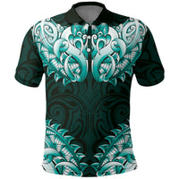 New Zealand Ta Moko Polo Shirt Aotearoa Maori Chest Tattoo Turquoise LT14 Turquoise - Polynesian Pride