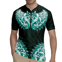 New Zealand Ta Moko Rugby Jersey Aotearoa Maori Chest Tattoo Turquoise LT14 - Polynesian Pride