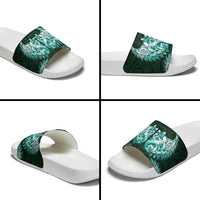 New Zealand Ta Moko Slide Sandals Aotearoa Maori Chest Tattoo Turquoise LT14 - Polynesian Pride