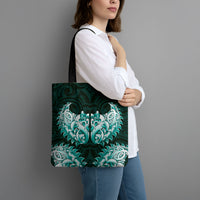 New Zealand Ta Moko Tote Bag Aotearoa Maori Chest Tattoo Turquoise LT14 - Polynesian Pride