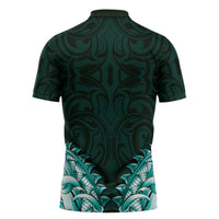 New Zealand Ta Moko Zipper Polo Shirt Aotearoa Maori Chest Tattoo Turquoise LT14 - Polynesian Pride