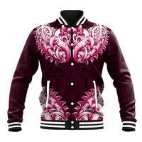 New Zealand Ta Moko Baseball Jacket Aotearoa Maori Chest Tattoo Pink LT14 Unisex Pink - Polynesian Pride