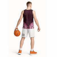 New Zealand Ta Moko Basketball Jersey Aotearoa Maori Chest Tattoo Pink LT14 - Polynesian Pride