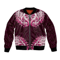 New Zealand Ta Moko Bomber Jacket Aotearoa Maori Chest Tattoo Pink LT14 Unisex Pink - Polynesian Pride